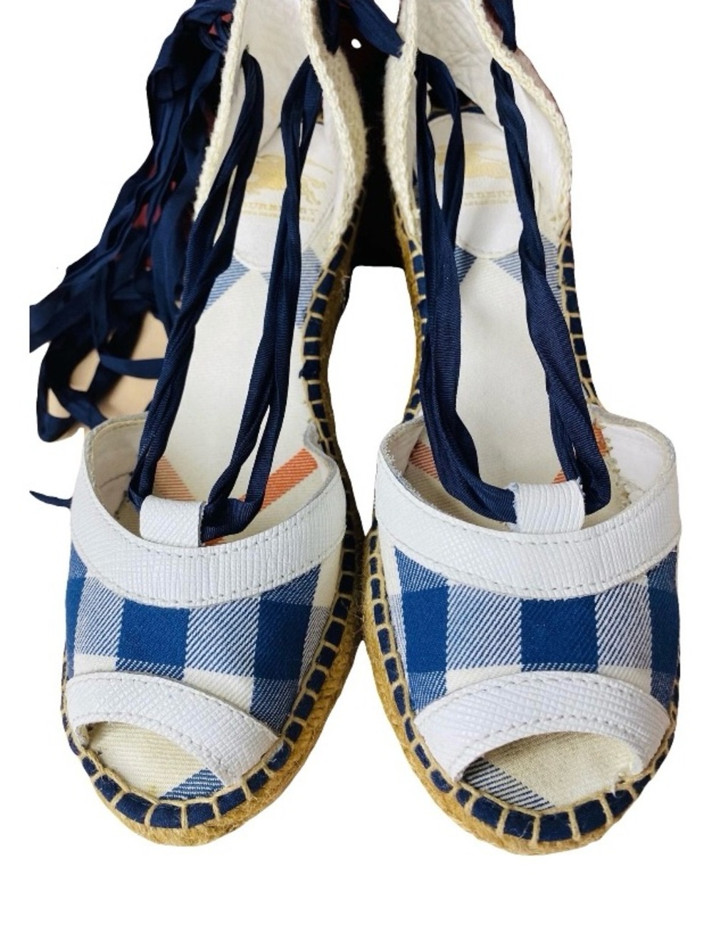 🛍️ Burberry Authentic Nova Check Espadrille Wedge Sandals w Original Packaging